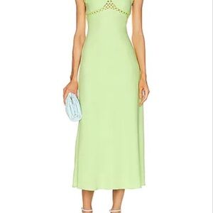 SIMKHAI The Sevilla Crochet Lime Green Ring Midi Dress